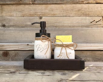 Oil Rubbed Bronze Soap Dispenser, Black, Kitchen Decor, Farmhouse, Mason Jar Kitchen Decor, Mason Jar Spongeholder, Mason Jar Soap Dispenser