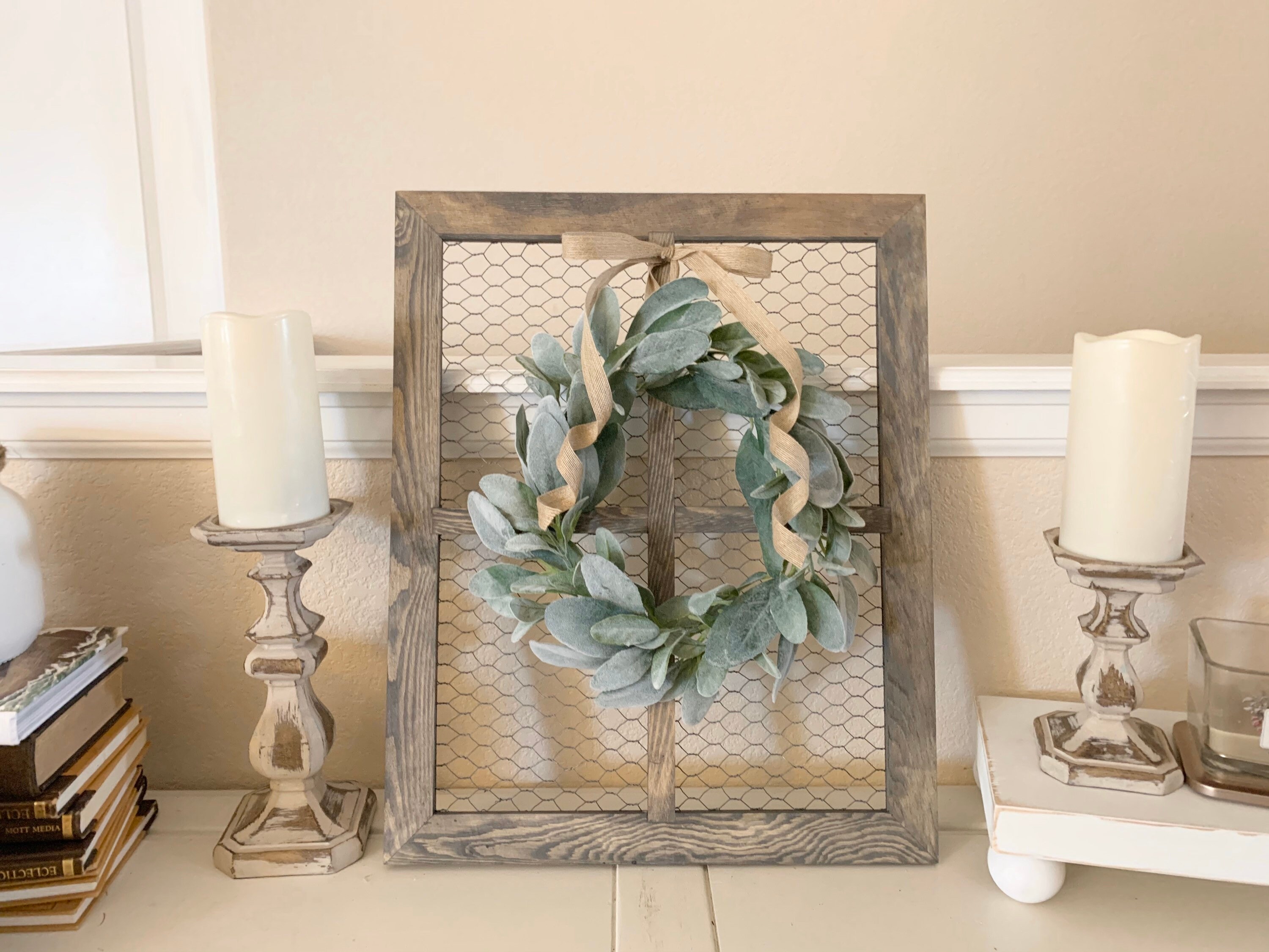 Window Frame Chicken Wire Decor Farmhouse Wall Decor Etsy