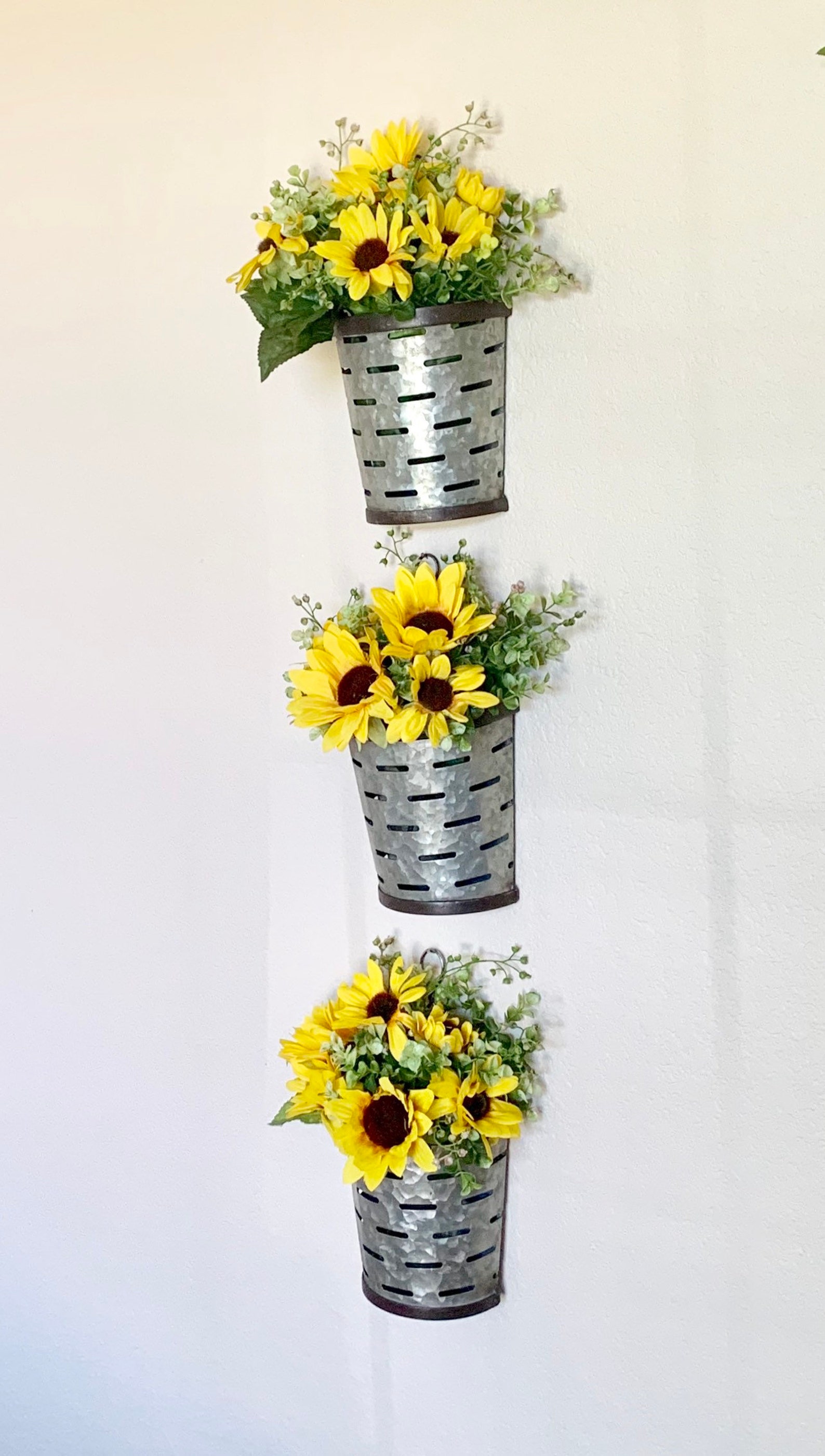 Olive Bucket Wall Vases Rustic Wall Vase Rustic Wall Decor Etsy
