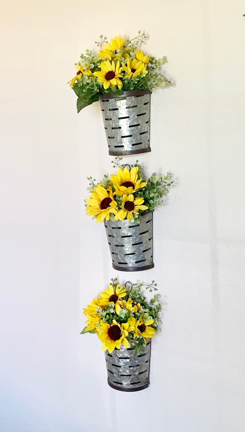 Olive Bucket Wall Vases Rustic Wall Vase Rustic Wall Decor Etsy