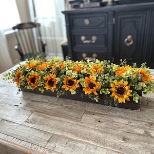 Rustic Fall Sunflower Centerpiece, Floral Arrangement, Farmhouse Kitchen Island Centerpiece, Fall Dining Room Table Decor, Fall Mantle Decor