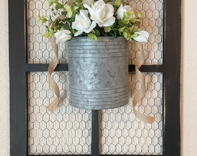 Window Frame, Chicken Wire Decor, Farmhouse Wall Decor, Chicken Wire