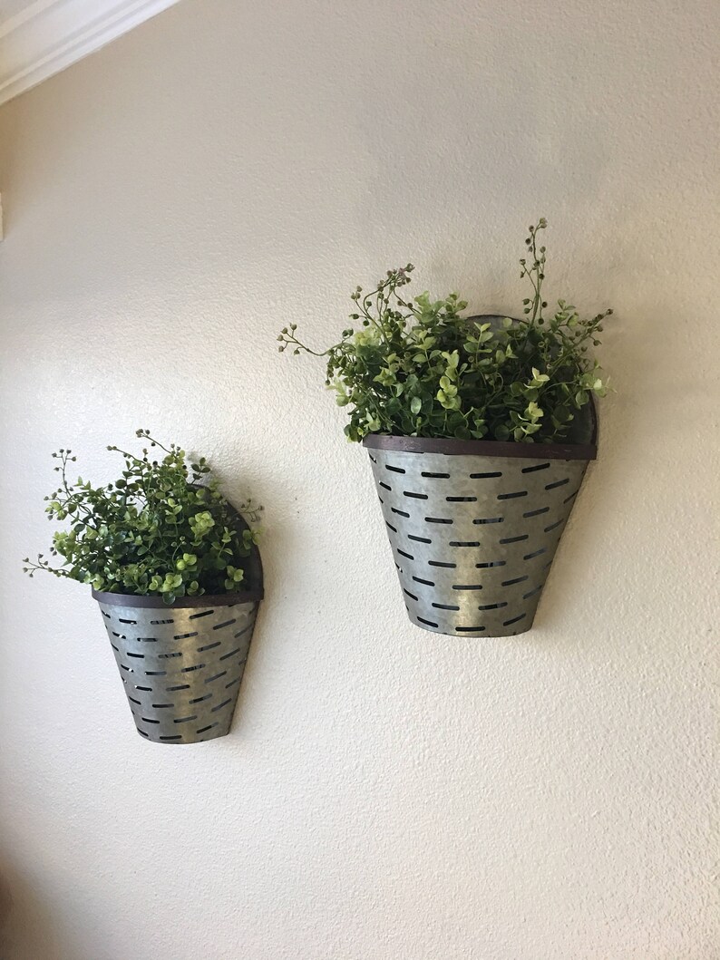 Large Olive Bucket Wall Vases Rustic Wall Vase Rustic Wall Etsy