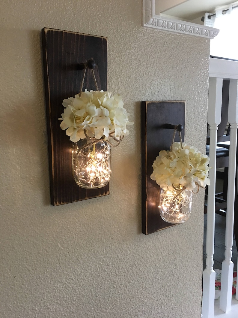 Home Decor Mason Jar Sconces Mason Jar Decor Farmhouse Wall Etsy