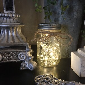 Mason Jar with Fairy Lights, Mason Jar Lantern, Mason Jars Lights, Garden Decor, Outdoor Wedding, Wedding Decor, Porch Decorations,Mason Jar image 2