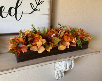 Fall Floral Arrangement, Rustic Farmhouse Fall Table Decor, Mantle Centerpieces, Dining Room Centerpiece, Thanksgiving Floral Arrangements