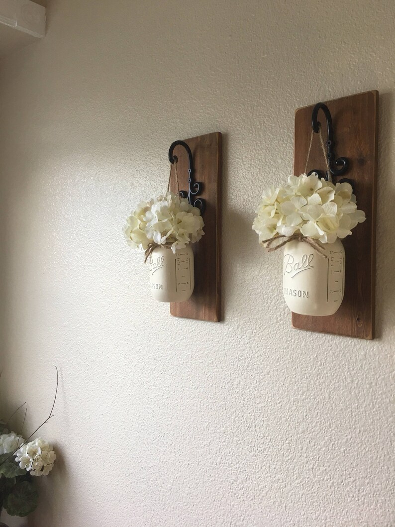 Set of Mason Jar Sconces Rustic Decor Mason Jar Sconce Set Etsy
