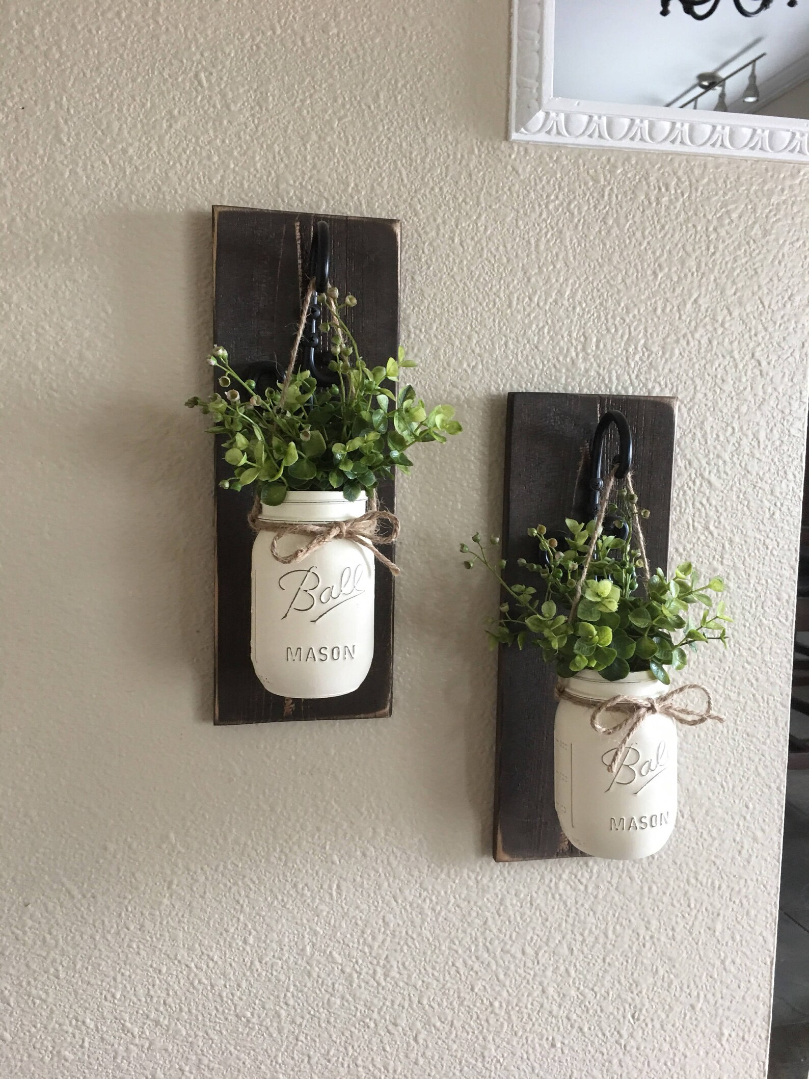Mason Jar Hanging Planter Home Decor Wall Decor Rustic Etsy