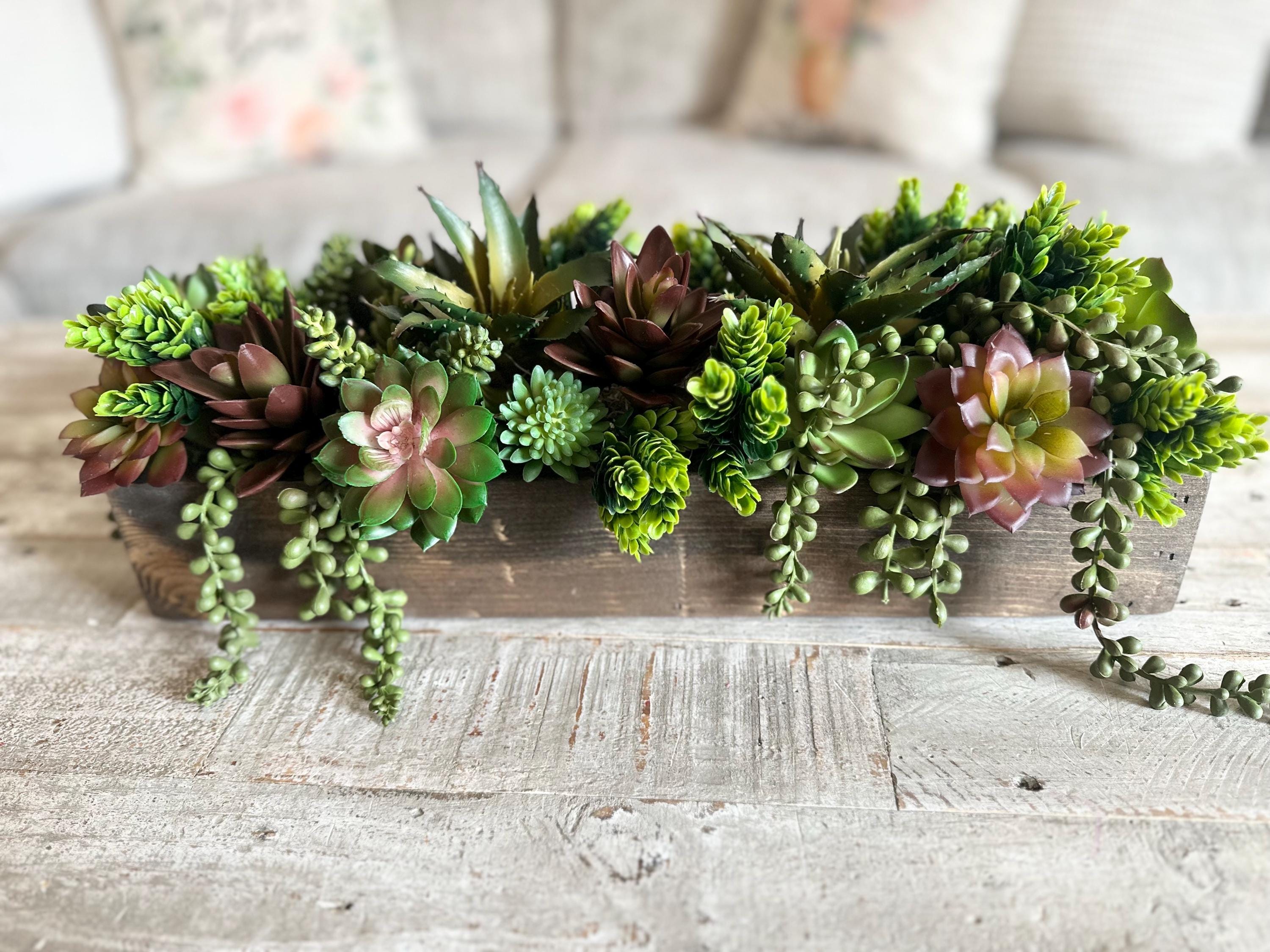 Succulent Centerpiece Faux Greenery Arrangement Wood Tray With Succulents  Home Decor Wedding Centerpiece - Etsy