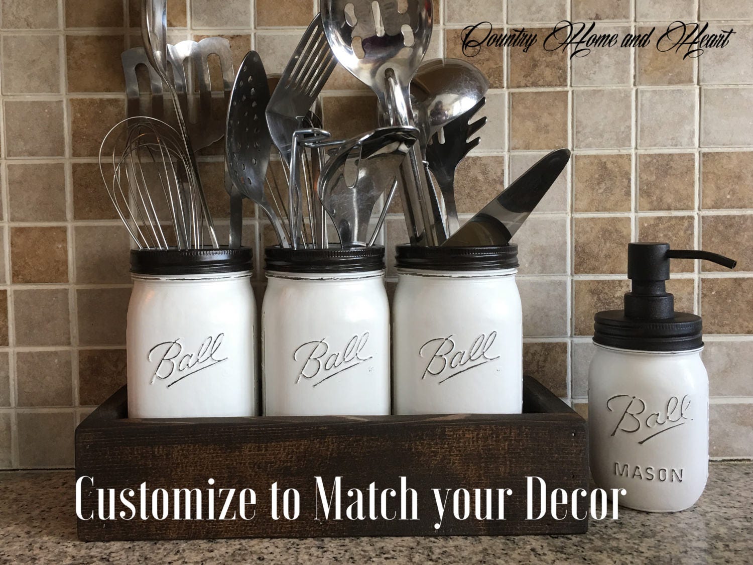 Kitchen Organization Mason Jar Kitchen Utensils Etsy