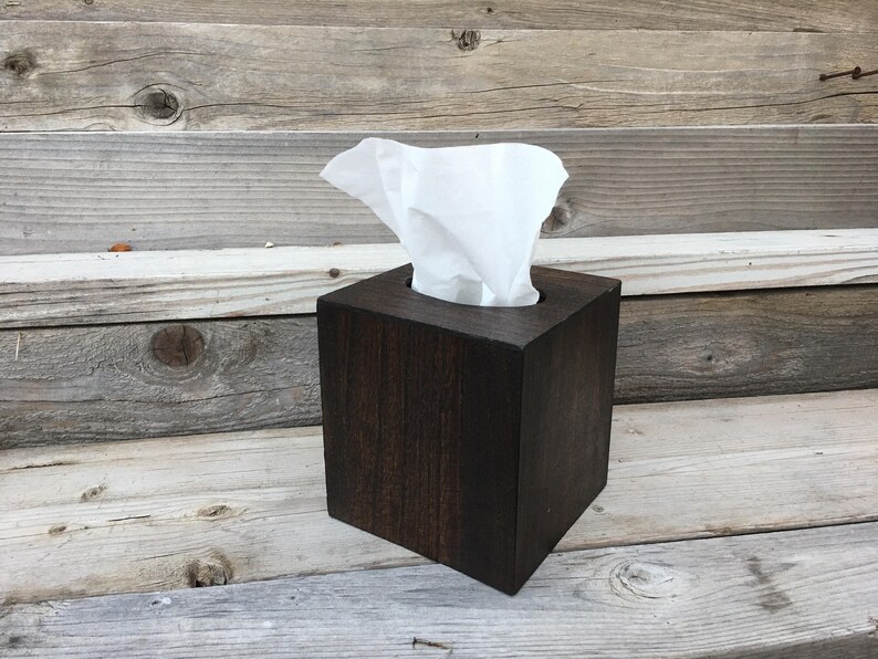 Wood Tissue Box Cover Square Tissue Box Holder Rustic Etsy