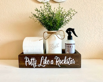 Kids Bathroom Decor, Potty LIke a Rockstar Bathroom Tray, Toilet Tank Tray, Bathroom Humor, Little Boy Bathroom Decor, Toilet Paper Tray