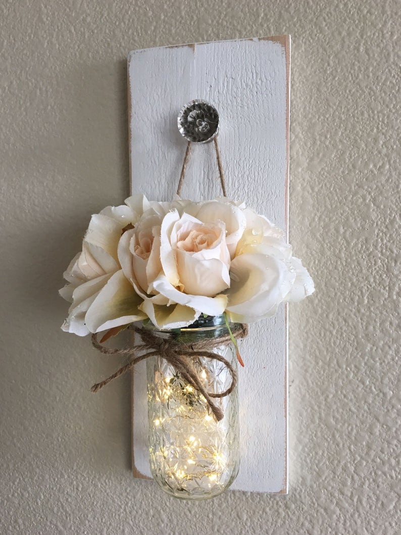 Bedroom Wall Decor Mason Jar Wall Decor Gift for Her Mason Etsy