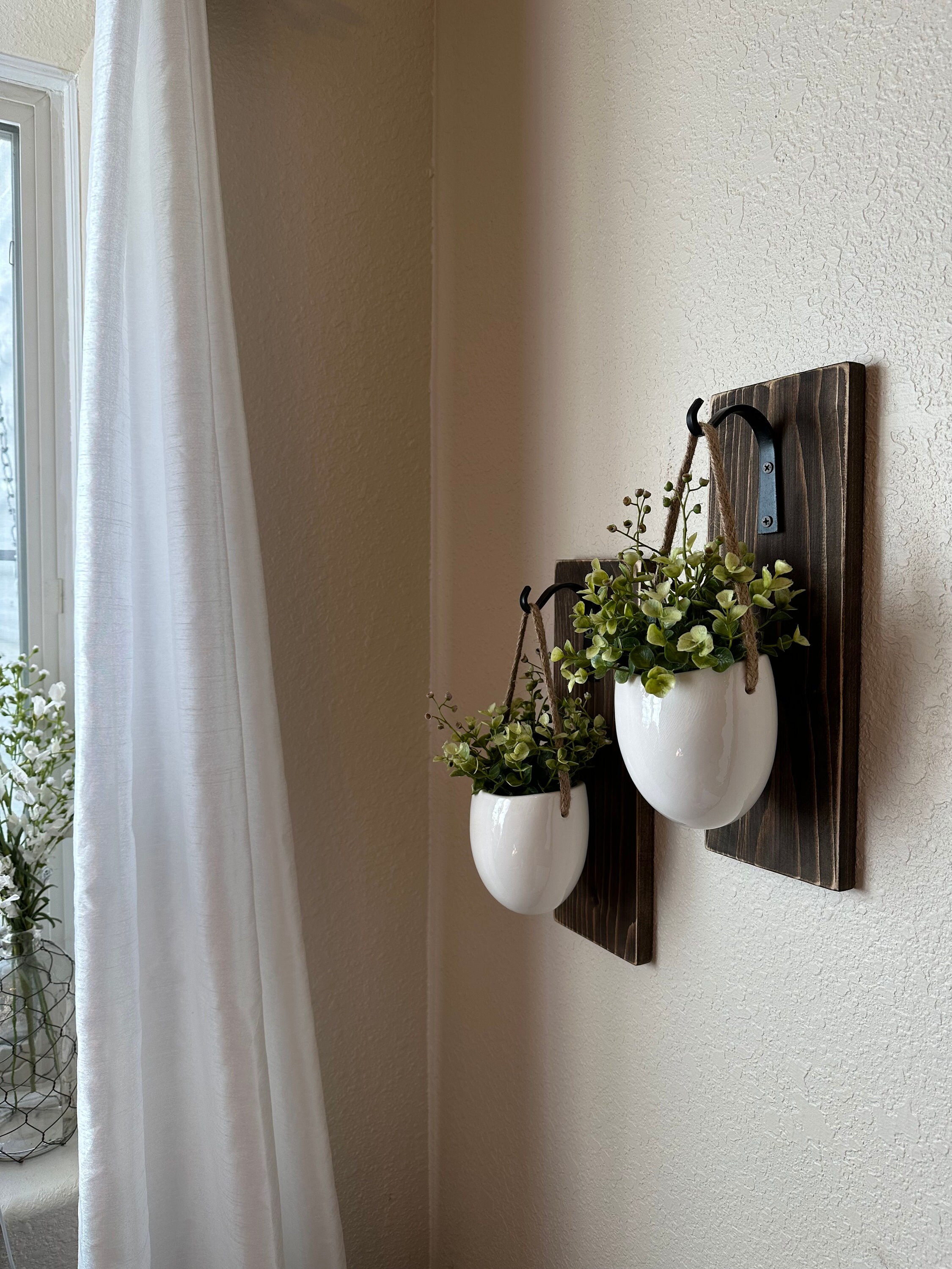 Wall Hangings for Farmhouse Wall Decor White Ceramic Pots With Sconces ...
