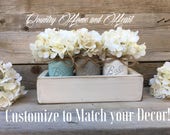 Distressed Mason Jars,Rustic Home Decor,Farmhouse Decor, Painted Mason Jars,Mason Jar Decor,Ball, Farm Table Centerpiece, Brown,Rustic Decor