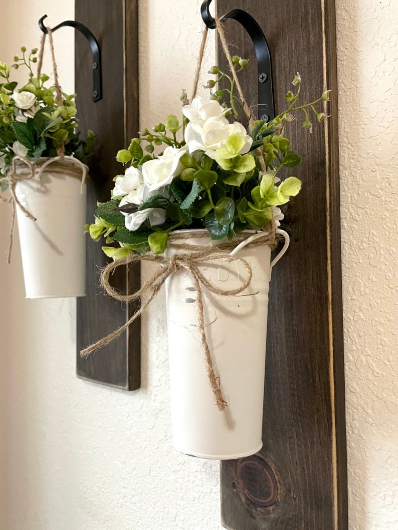 Hanging Wall Vase Planter With Greenery or Flowers Farmhouse Etsy