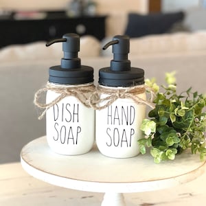 Farmhouse Kitchen Decor, Dunn Farmhouse Soap Dispenser, Dish Soap Holder, Painted Mason Jars, Dish Soap Dispenser, Hand Soap Dispenser,
