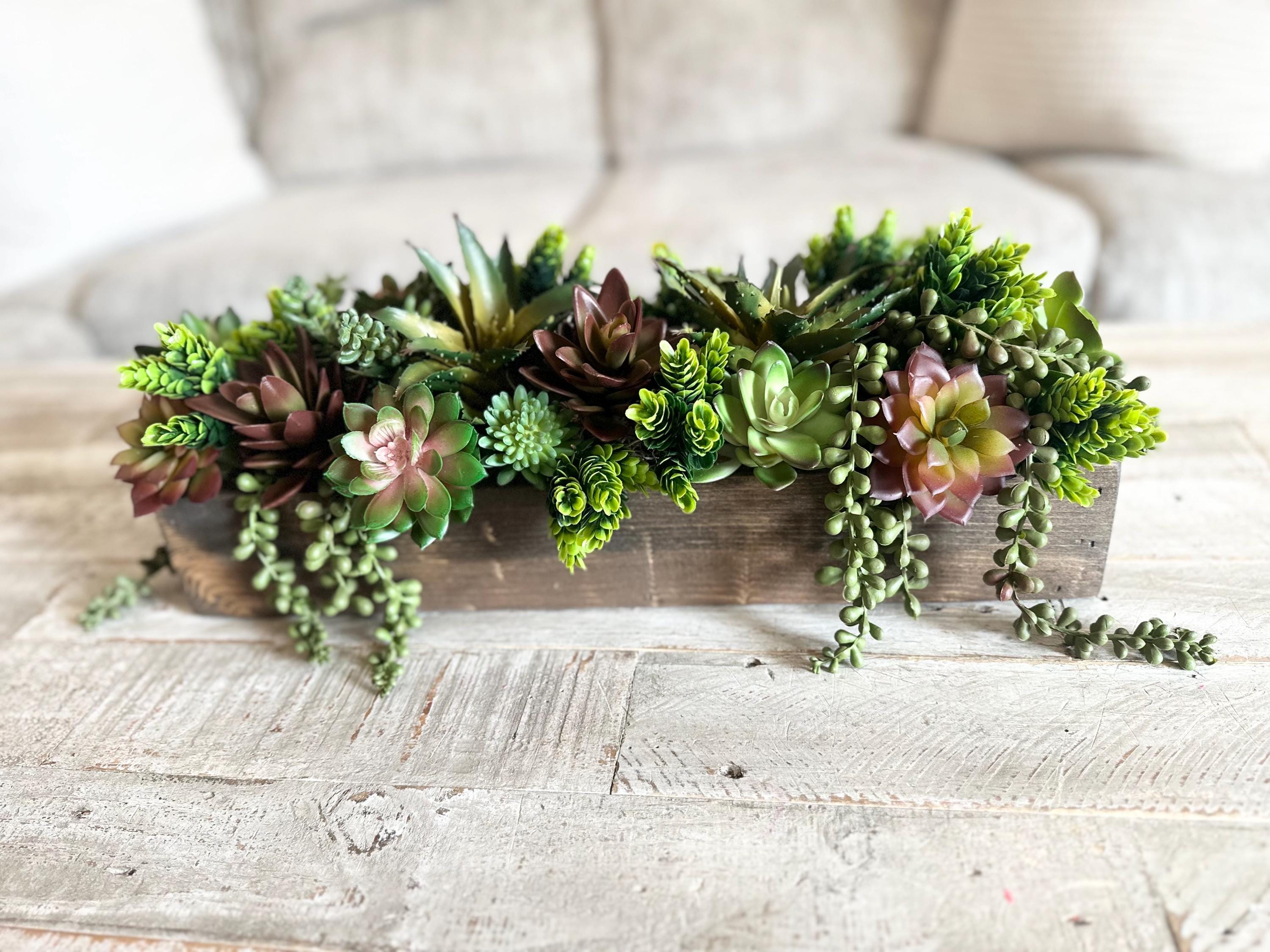Succulent Centerpiece Faux Greenery Arrangement Wood Tray With Succulents  Home Decor Wedding Centerpiece - Etsy