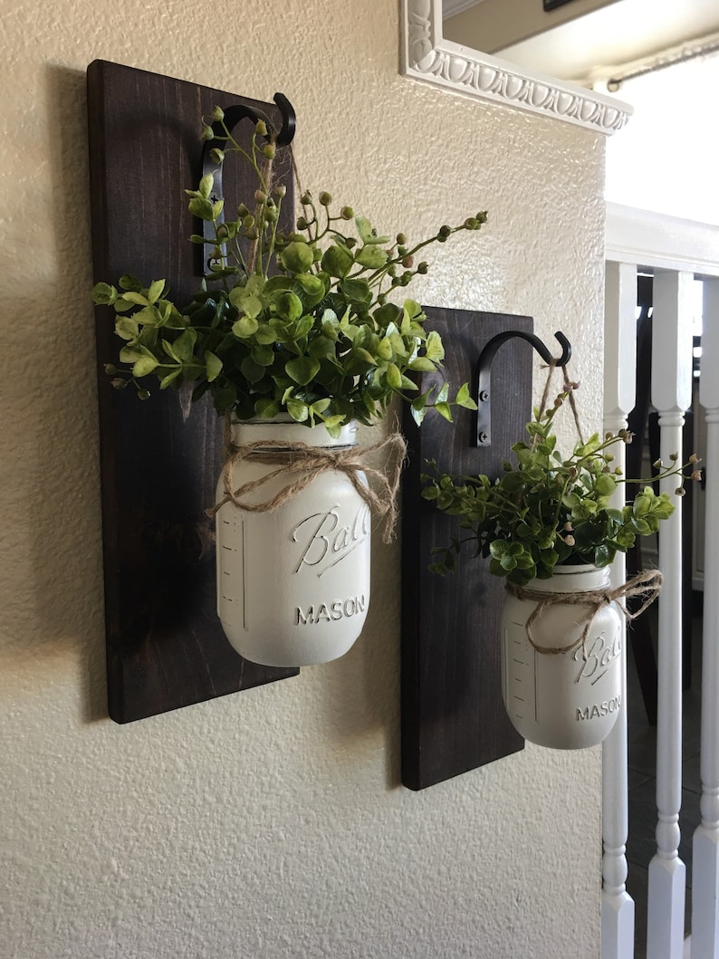 Mason Jar Hanging Planter Home Decor Wall Decor Rustic Etsy