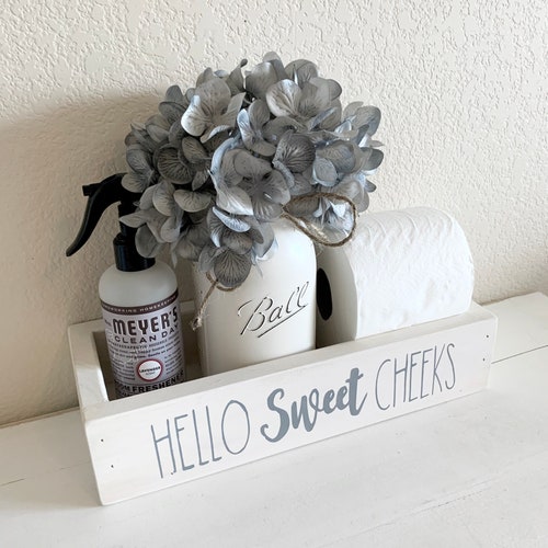 Hello Sweet Cheeks Wood Toilet Box Toilet Tray Bathroom Etsy
