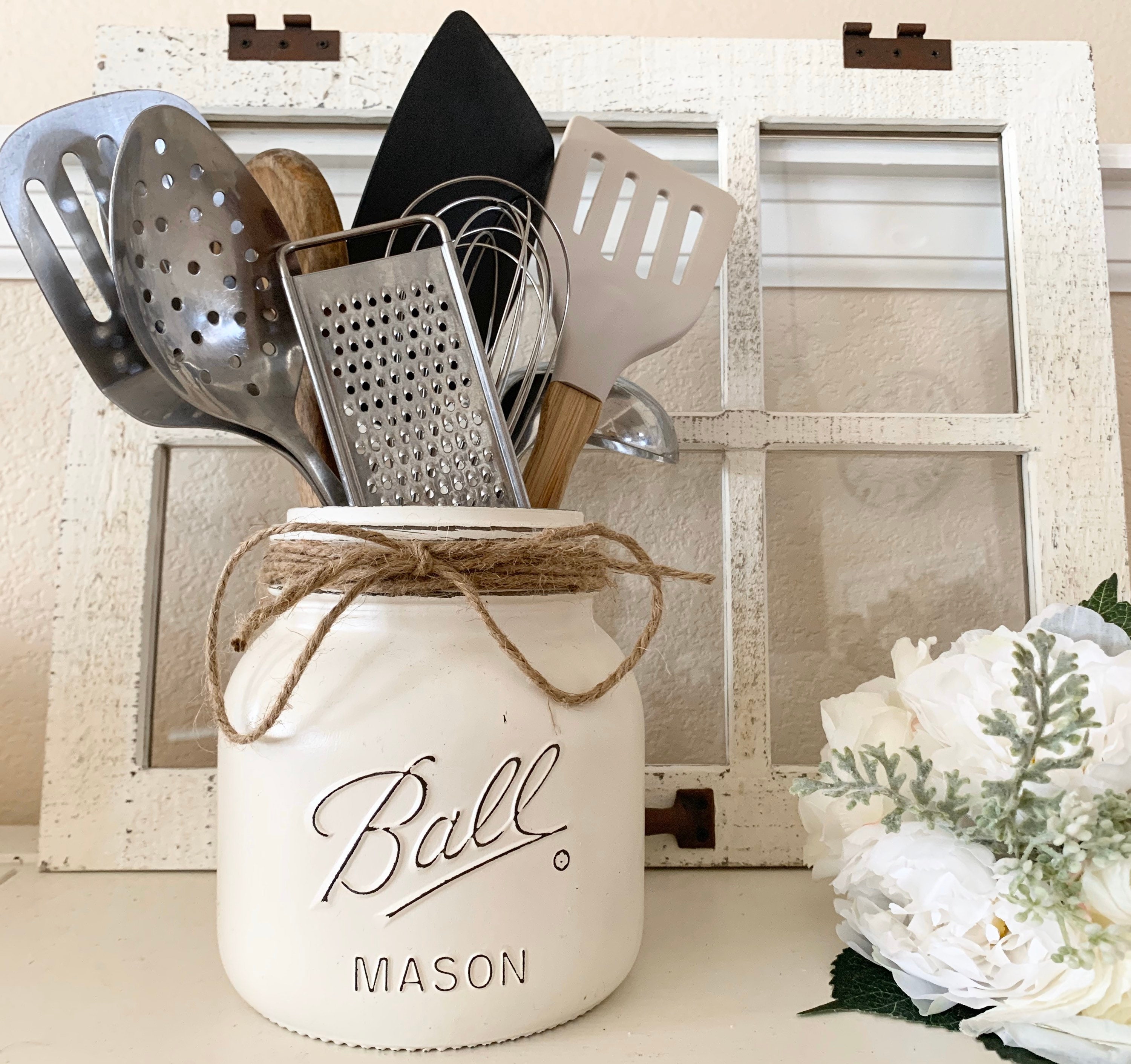 Kitchen Utensils Holder Napkin Holder Distressed Metal Tray Etsy