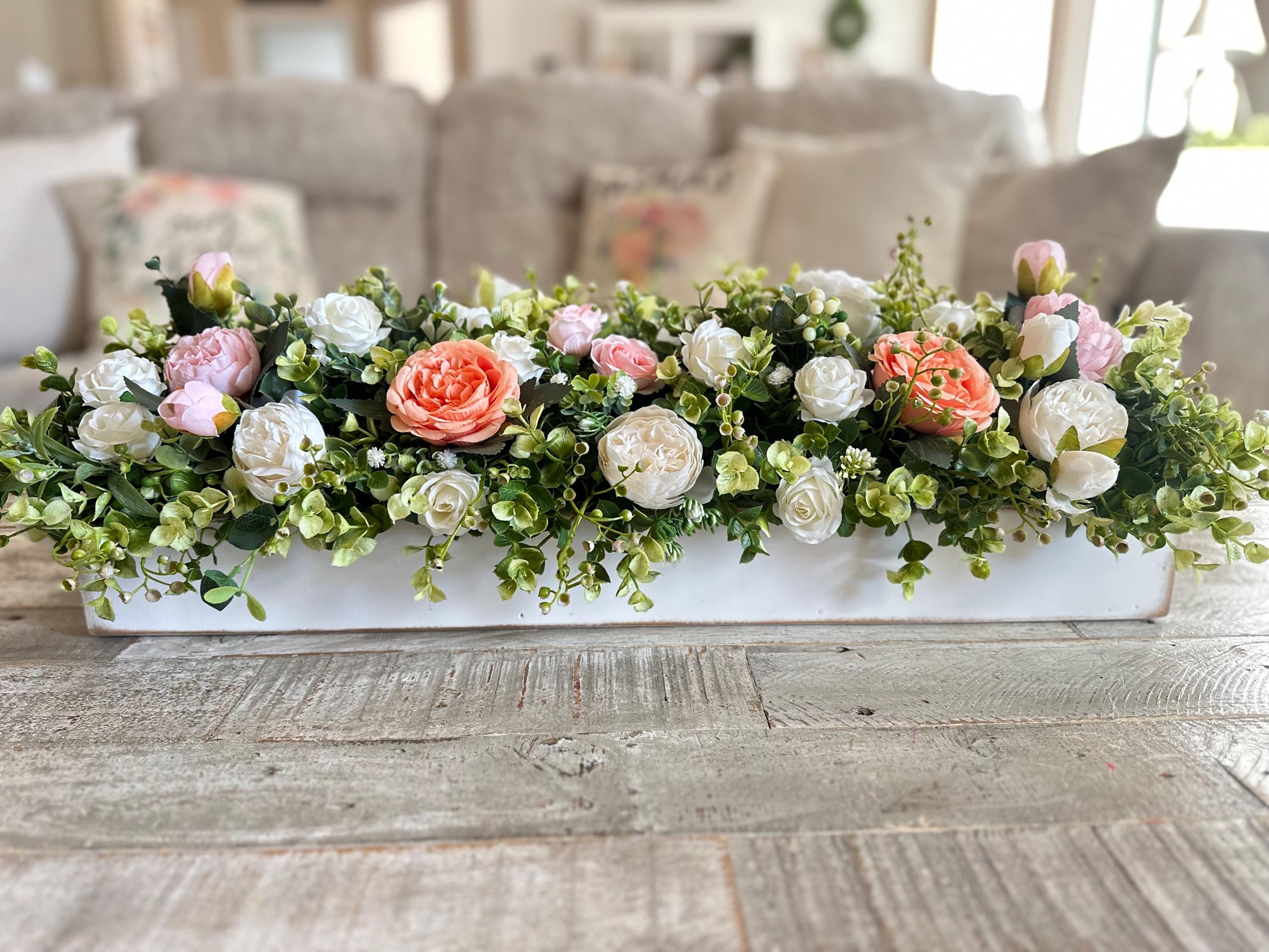Farmhouse Centerpiece Floral Arrangements for Long Dining Room