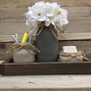 Office Decor, New Job Gift, Rustic Office Desk Accessories, Office Organization, Office Gift, Mason Jar Bathroom Organization, Home Decor