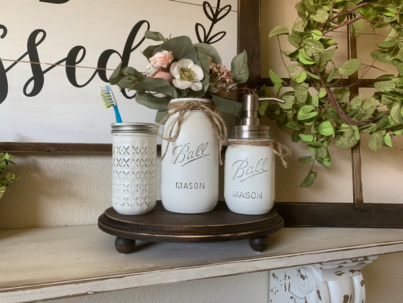 Modern Farmhouse Bathroom Decor Bathroom Tray With Legs Knob Etsy