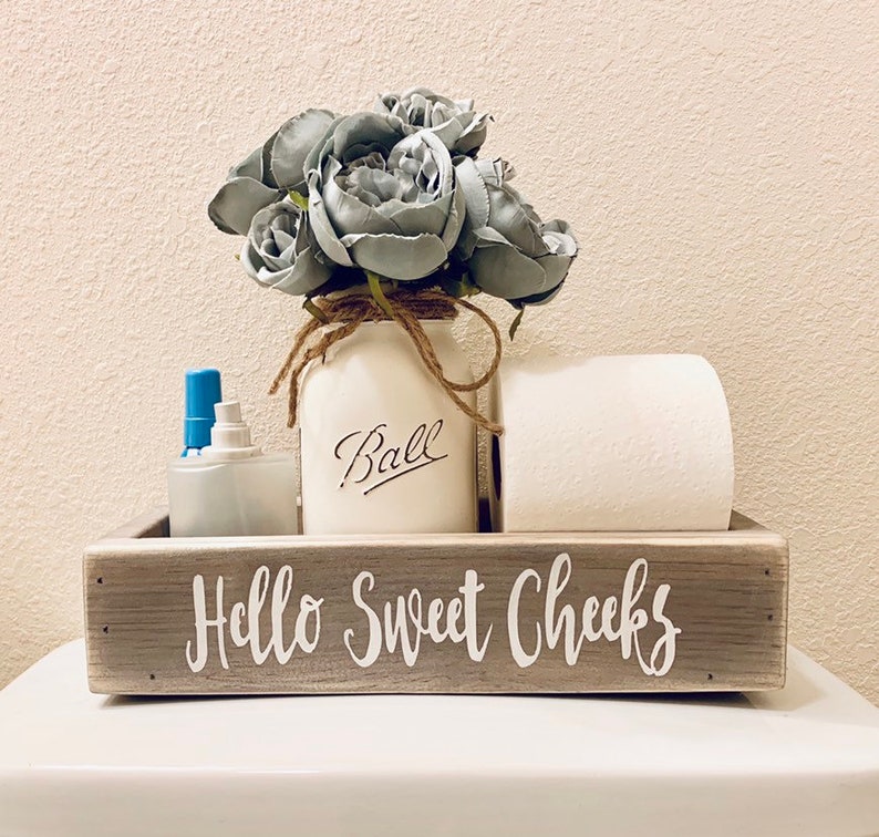 Hello Sweet Cheeks Wood Toilet Box Toilet Tray Bathroom Etsy