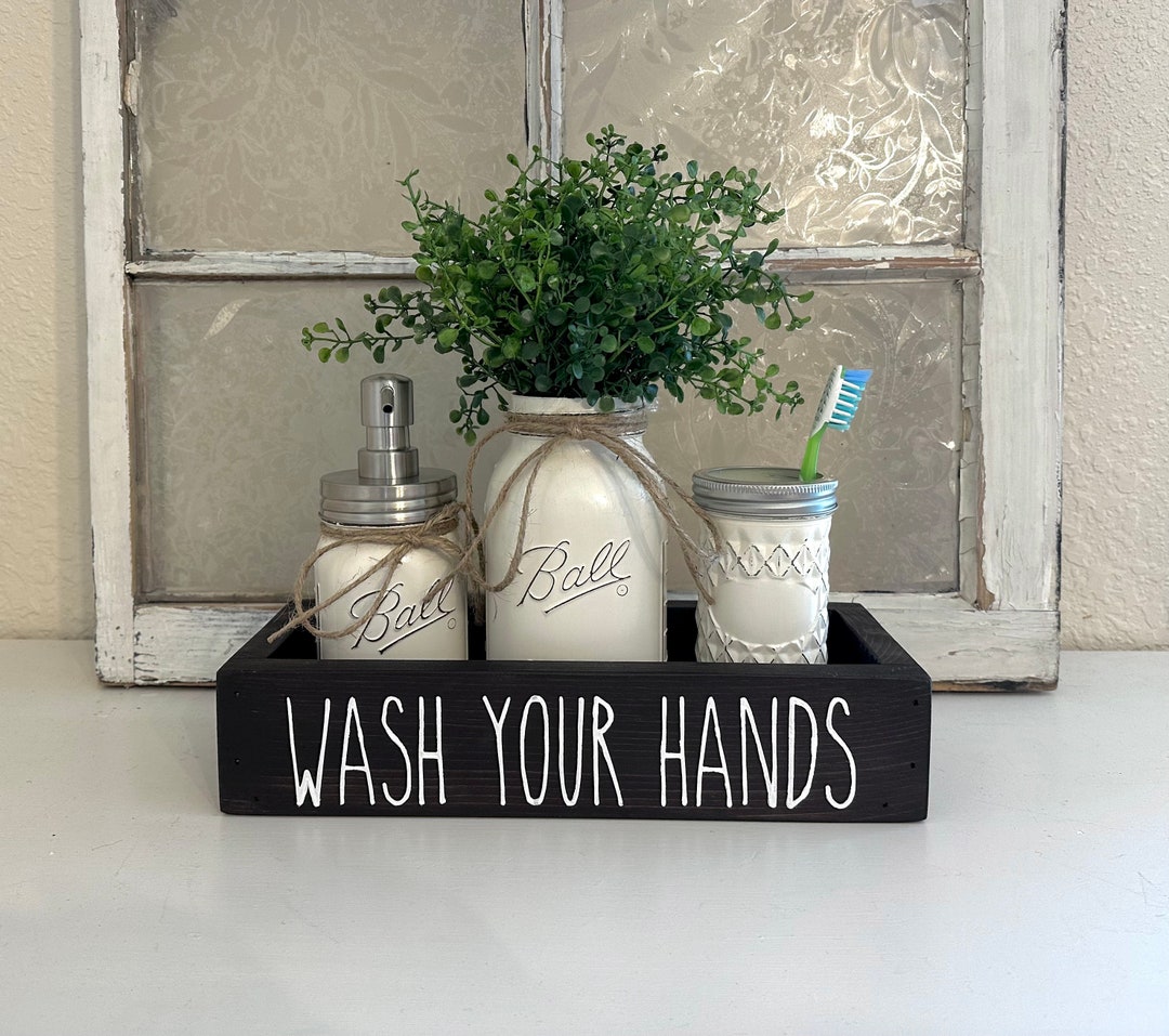 Wash Your Hands Modern Farmhouse Storage Box Bathroom Decor Toilet Tank