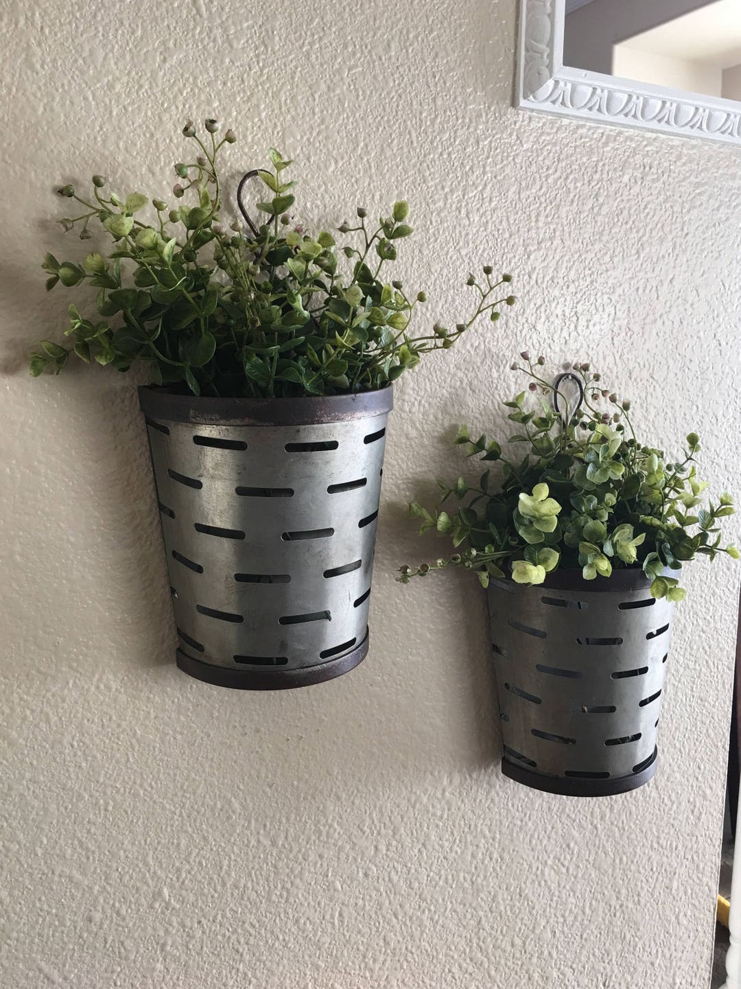Olive Bucket Wall Vases, Rustic Wall Vase, Rustic Wall Decor, Farmhouse