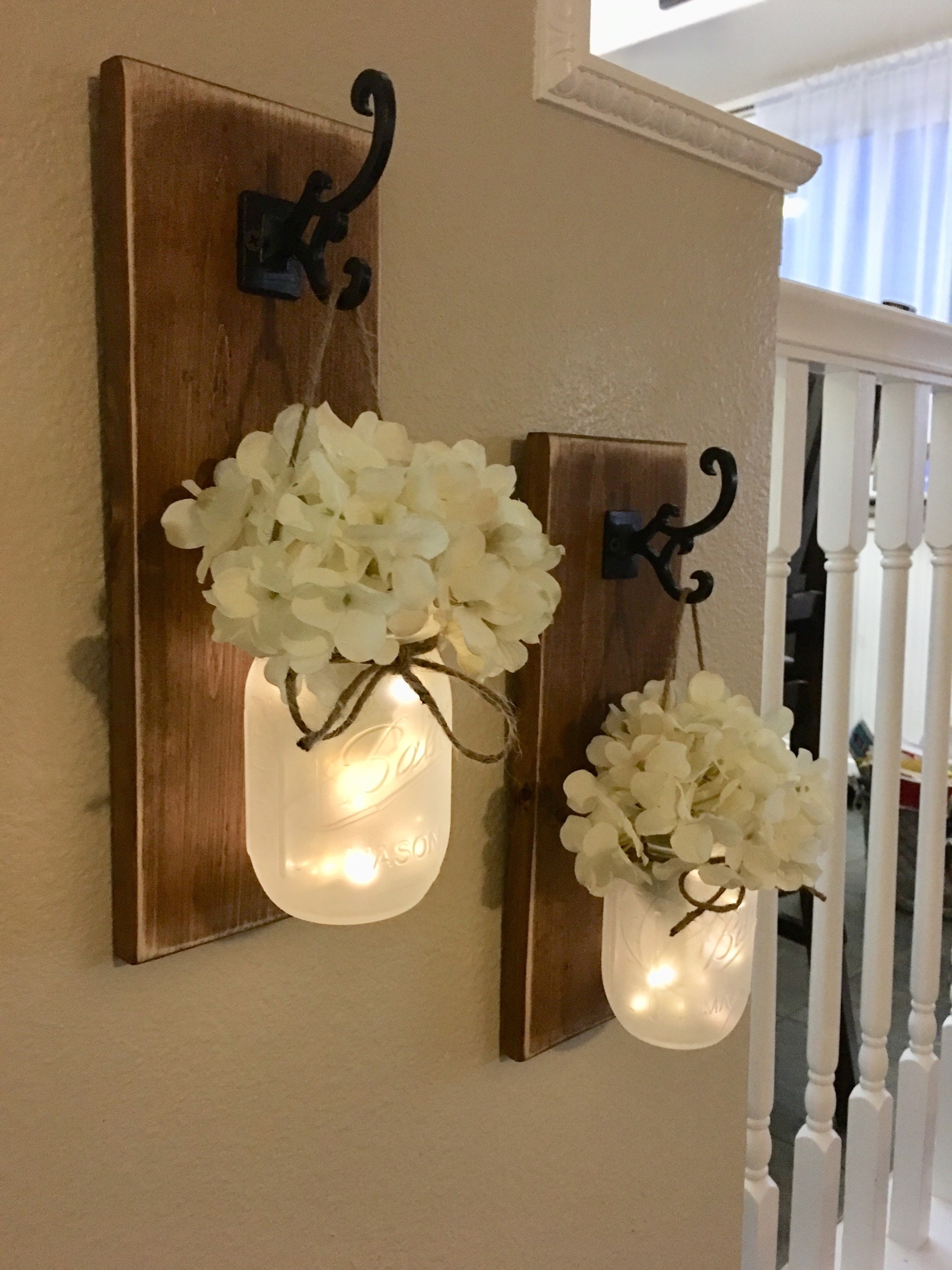Rustic Mason Jar Sconce With Lights mason Jar Decor mason Jar Wall