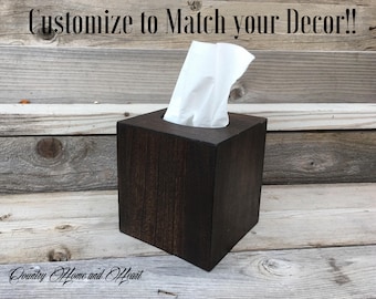Wood Tissue Box Cover, Square Tissue Box Holder, Rustic Kleenex Box Cover, Tissue Cover, Bathtoom Decorations, Wood Tissue Cover, Home Decor