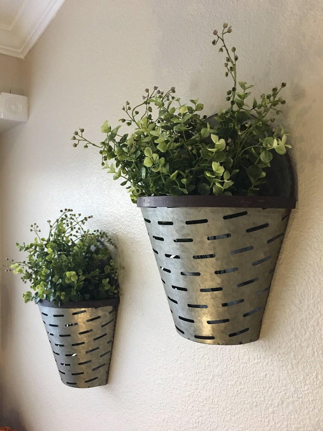 Large Olive Bucket Wall Vases, Rustic Wall Vase, Rustic Wall Decor, Farmhouse Wall Vases, Olive