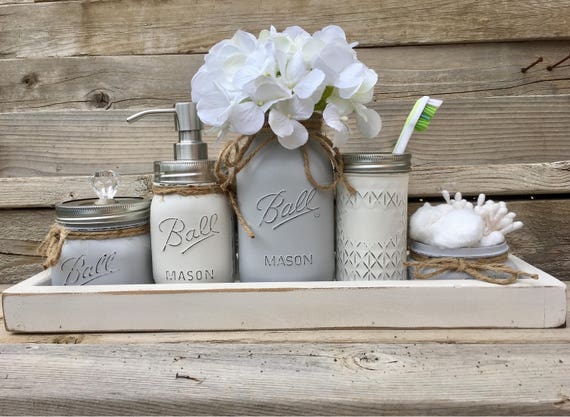Mason jar bathroom set deals