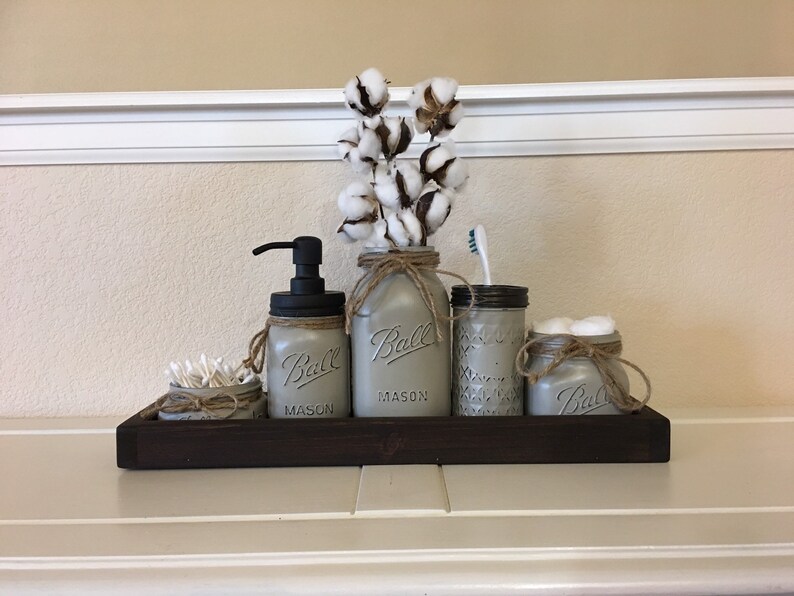 Rustic Bathroom Decor Mason Jar Bathroom Set Bronze Oil Etsy