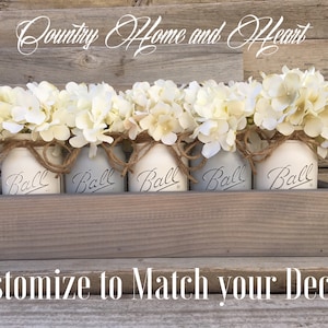 Centerpieces,Farmhouse Decor,Mason Jar Decor,Wood Planters,Centerpiece,Home Decor,Planter Box,Rustic Decor,Living Room Decor, Shelf Decor