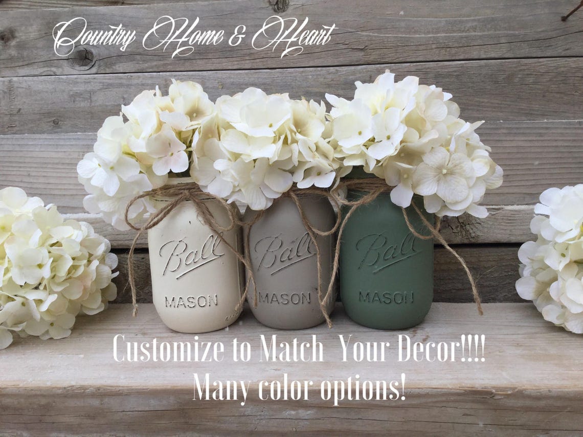 Painted Mason Jarsrustic Mason Jar Decorvintage Home Etsy