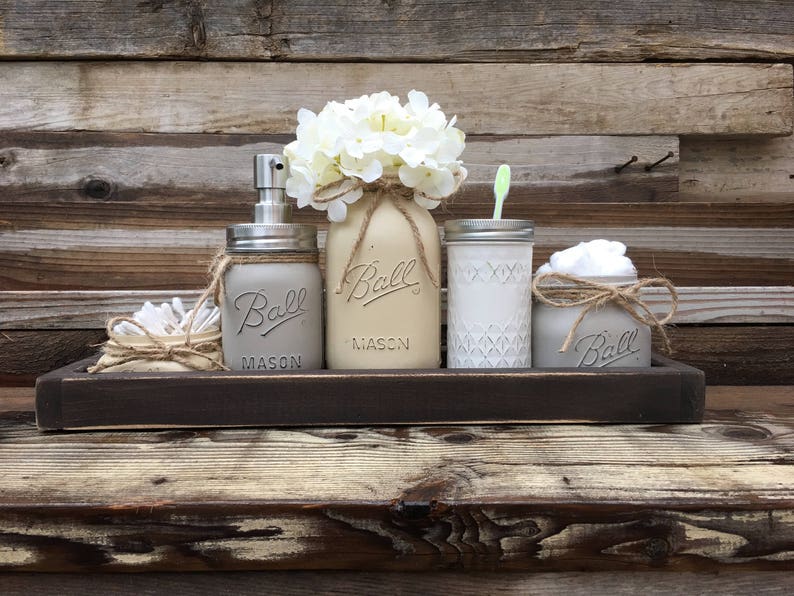 Country Bathroom DecorMason Jar Bathroom SetRustic Bathroom Etsy