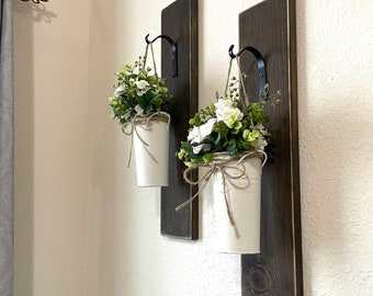 Hanging Wall Vase, Planter with Greenery or Flowers, Farmhouse Decor Rustic Wall Decor, Country Wall Decor, Home Decor
