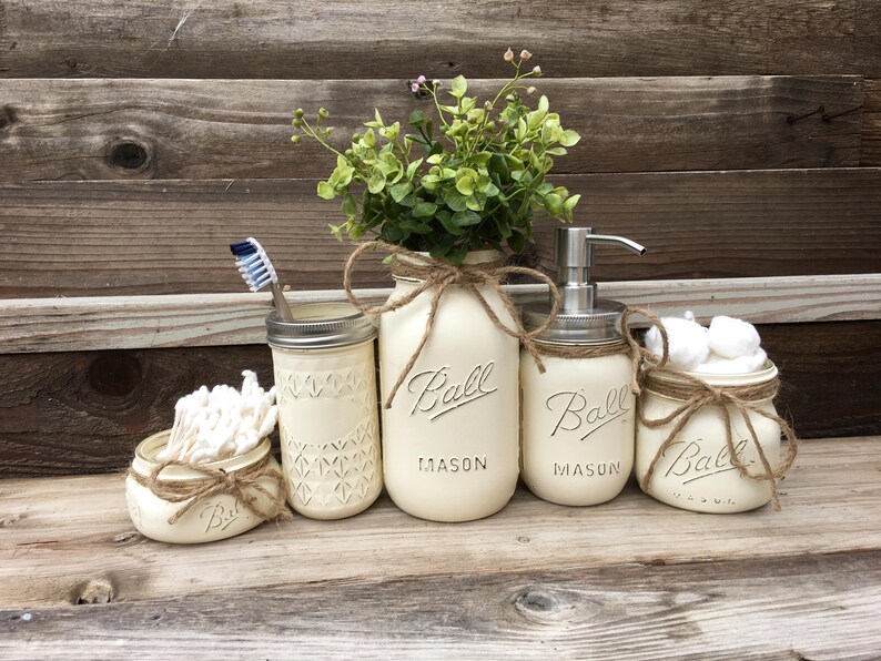 Mason Jar Bathroom SetBathroom DecorHousewarming Etsy