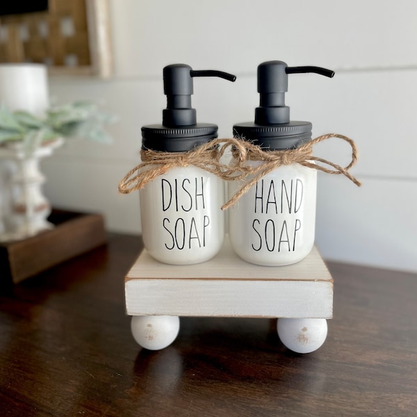 Kitchen Soap Dispenser Set With Tray Etsy