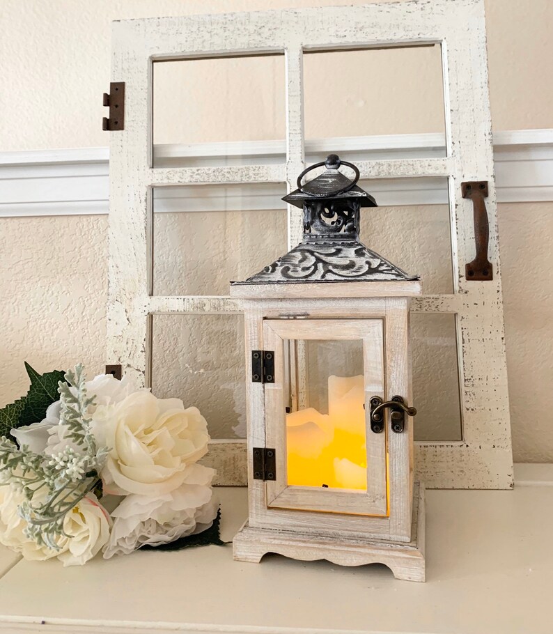 White Lantern Table Decorations Rustic Lantern Candle Holder Etsy