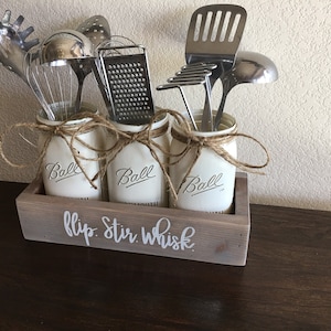 Flip, Stir, Whisk, Kitchen Decor, Utensils Holder, Mason Jar Utensils Holder, Mason Jar Utensils Caddy, Mason Jar Kitchen Decor, Farmhouse image 5