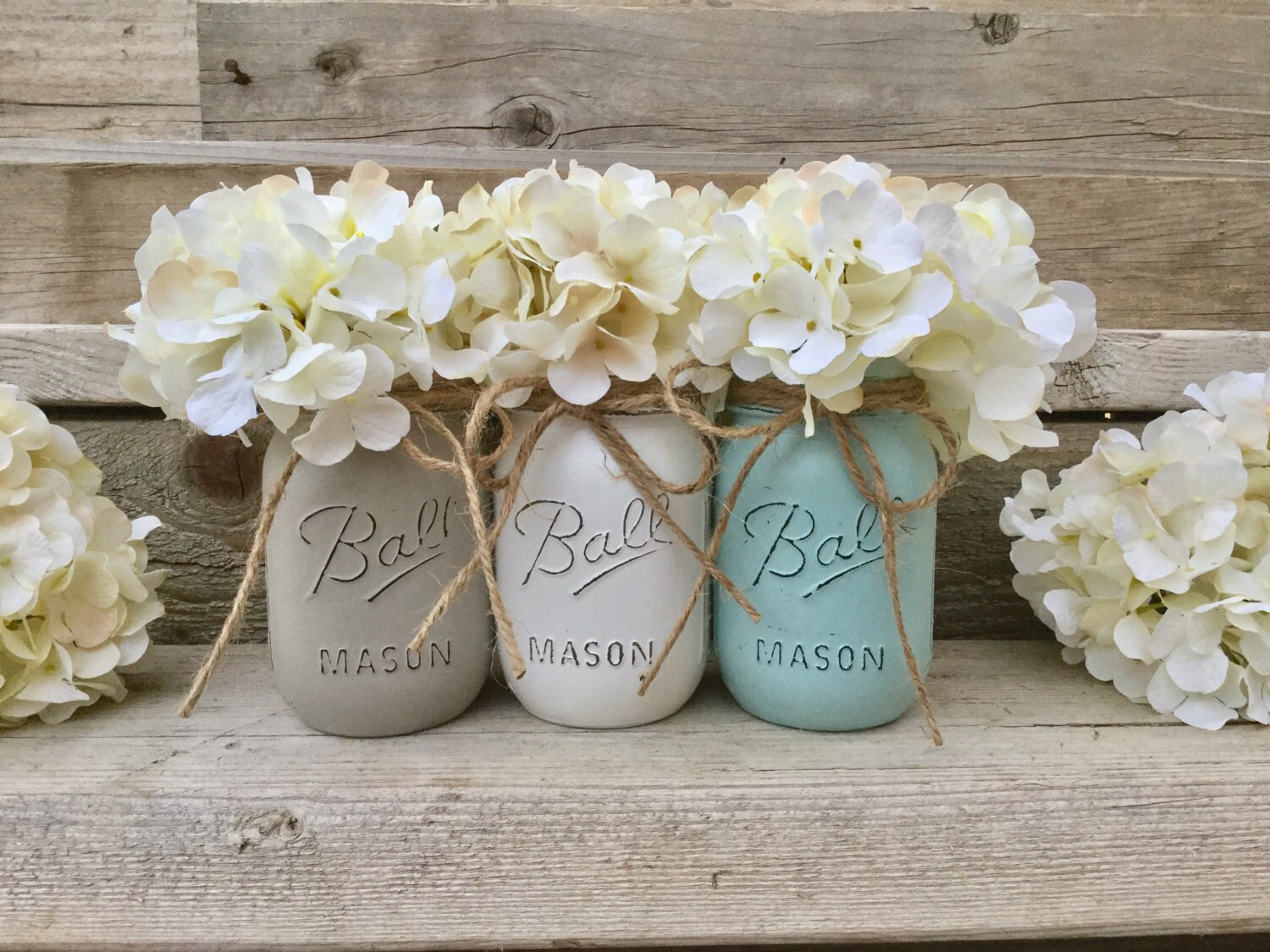 Painted Mason Jarsrustic Mason Jar Decorvintage Farmhouse Etsy