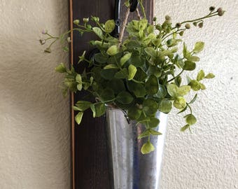 Galvanized Metal Hanging Planter with Greenery or Flowers, Rustic Wall Decor, Sconce with Flowers,Country Wall Decor, Farmhouse Wall Hanging
