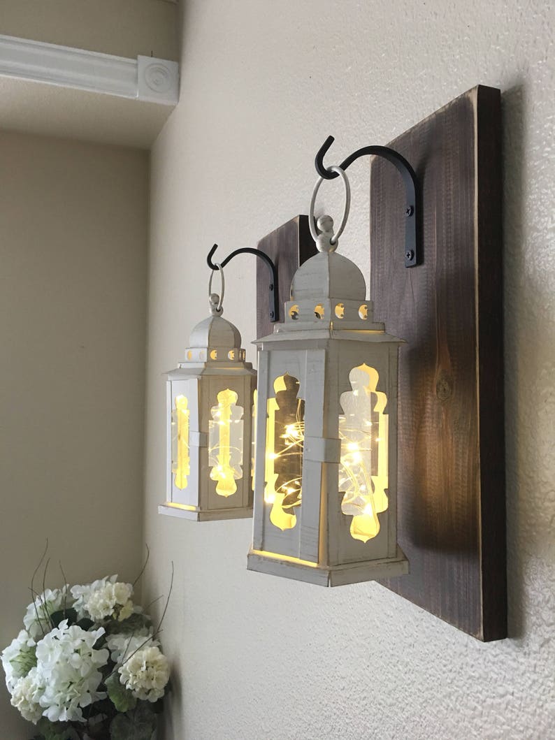 Set of 2 Lanterns Hanging Wall Lanterns Lantern Wall Sconce | Etsy
