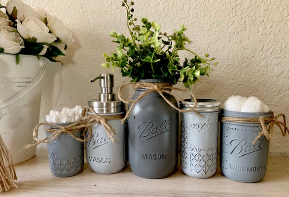 Mason jar bathroom set deals