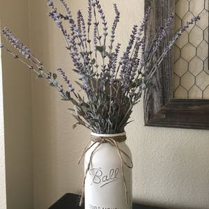 Half Gallon Mason Jar with Greenery, Lavander or Cotton Stems, Farmhouse Kitchen Decor, Rustic Entry Way Accent, Faemhouse Entryway Decor, image 3