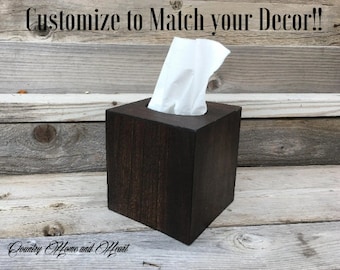 Wood Tissue Box Cover, Square Tissue Box Holder, Rustic Tissue Box Cover, Tissue Cover, Bathtoom Decorations, Wood Tissue Cover, Home Decor